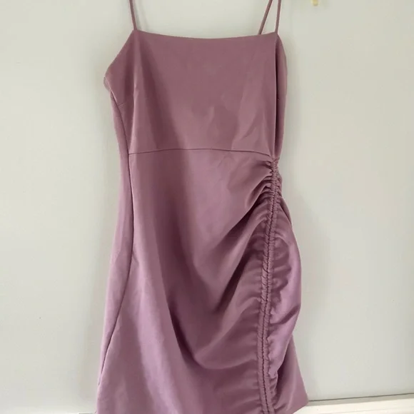 hot pink bodycon homecoming dress Fortune Lace Trim Bust Tie Mini Dress Lilac